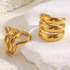 MamacitaSlay 316L Stainless Steel Multilayer Open Ring Party Waterproof 18K Gold Plated Jewelry Women's Charm Cool Ring Gift
