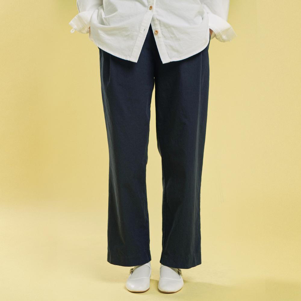 CHIQUITA Chino Wide Pants (Cotton) Navy 241501Snv