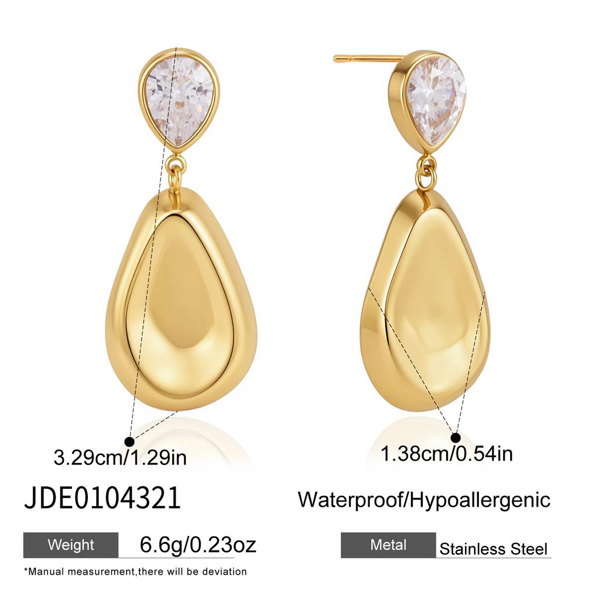 Youthway Classic Water Droplet Pendant Zircon Drop Earring For Women New 18K Gold PVD Plated Stainless Steel Earring Jewelry