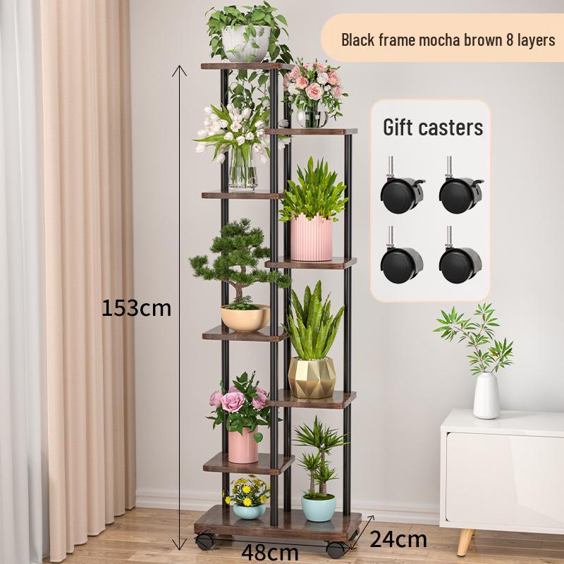 Wrought Iron Multi-Layer Tall Indoor Flower Stand for Living Room or Balcony