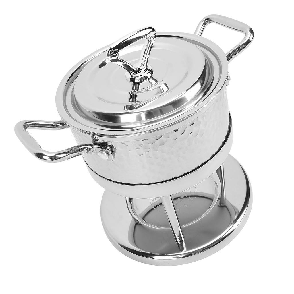 Single Fire Stove 304 Stainless Steel Individual Food Warmer Stove Pan Camping Hot Pot with Lid for
