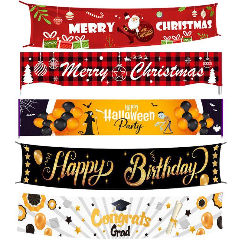 Extra Large Merry Christmas Banner Sign With Eye-catching Red Colors And Jolly Santa Imagery