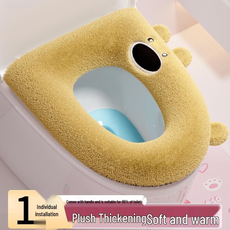 Waterproof Velvety Toilet Seat Cover with Zipper - Thick, Dirt-Resistant, All-Season & Washable