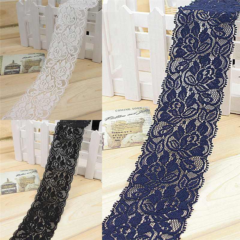 1 Stoczni 6.5 Cm Kwiat Stretch Koronki Wykończenia Szycia Sukienka Spódnica Decor Diy Wstążka Craft