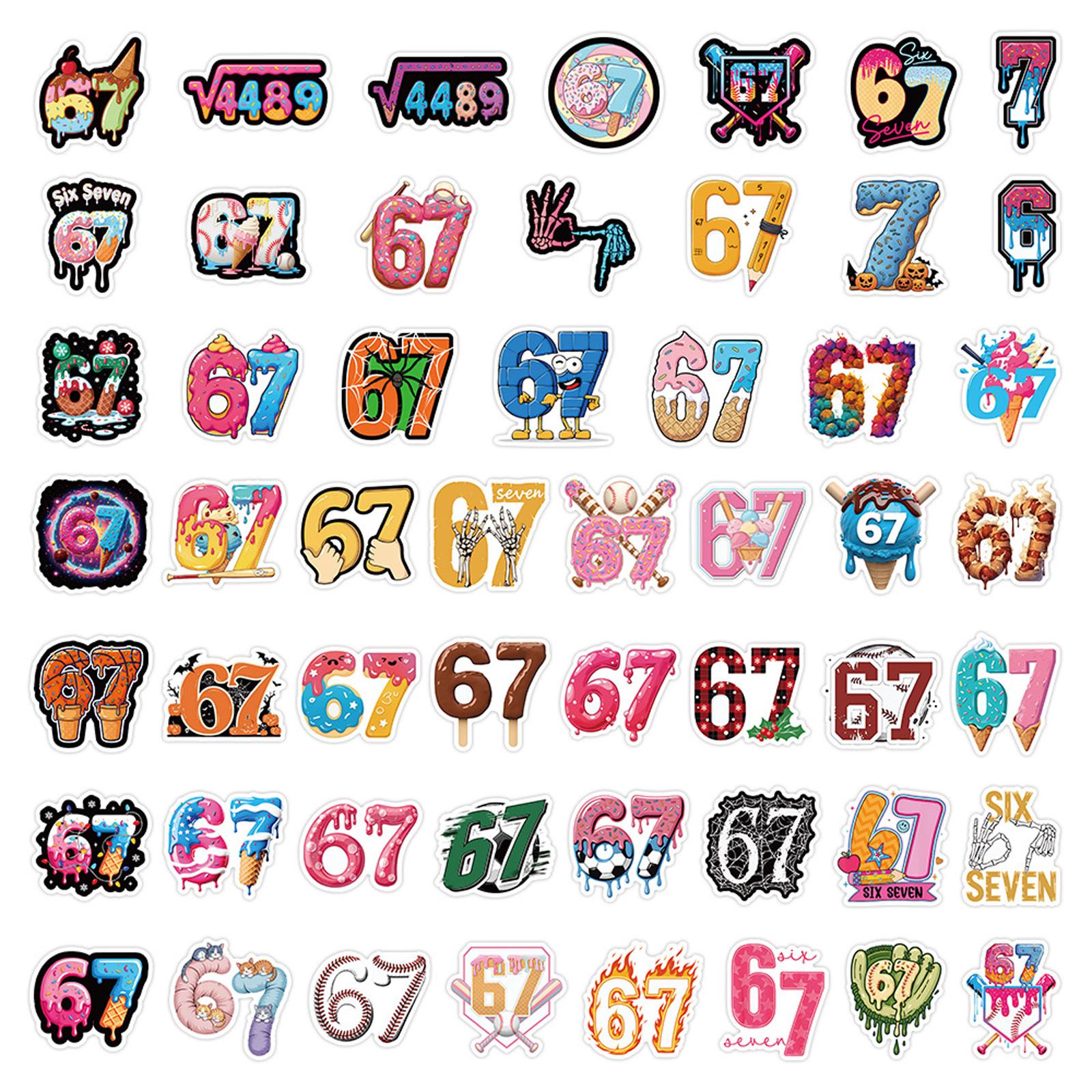 

50-piece Cartoon Popular Number Stickers, Creative DIY Decorations For Notebooks, Phones, Water Bottles, And Stickers. One Size