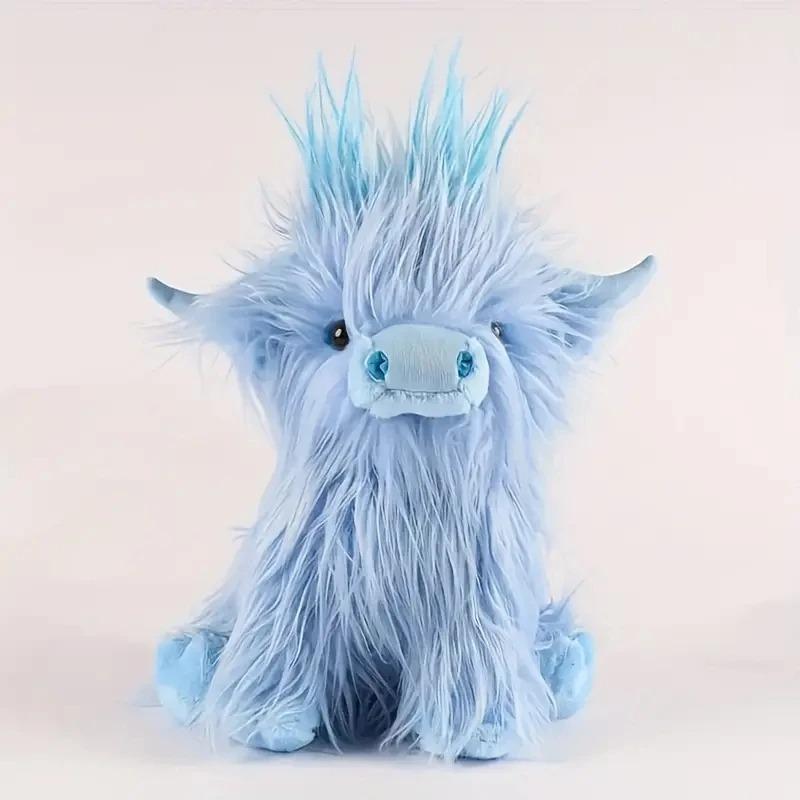 

30cm Realistic Highland Cow Plushie-Cream Color Soft Stuffed Animal Toy with Embroidery Details, Cuddly Gift for Kids Boys&Girls 25cm