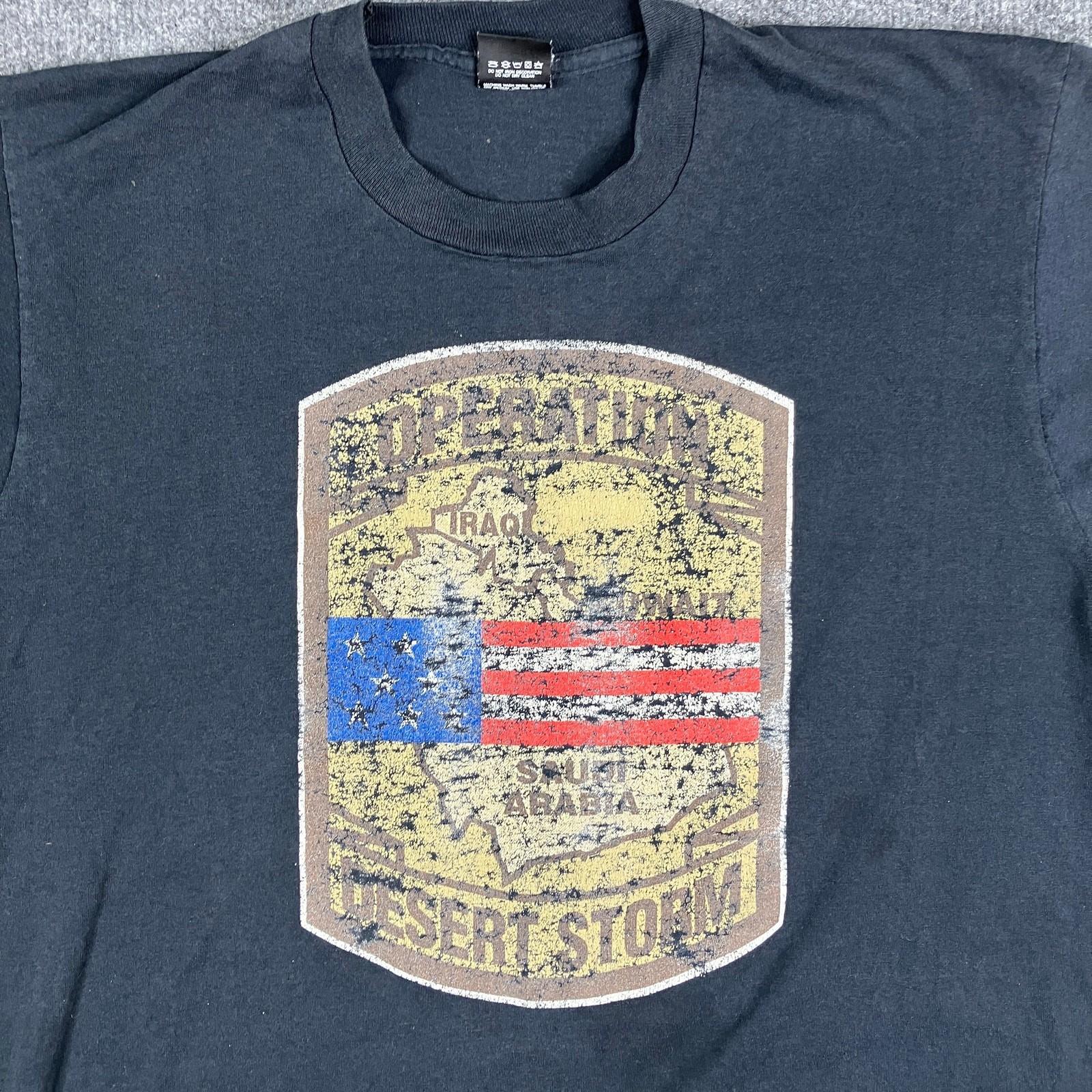 Screen Stars T-Shirt Mens Size XL Black Desert Storm USA Military Graphic Tee XXXL