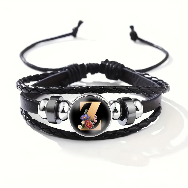 26 Letters A-Z Handmade Leather Bracelet Woven Multi-layer Punk Id Name Friendship Couple Bracelet