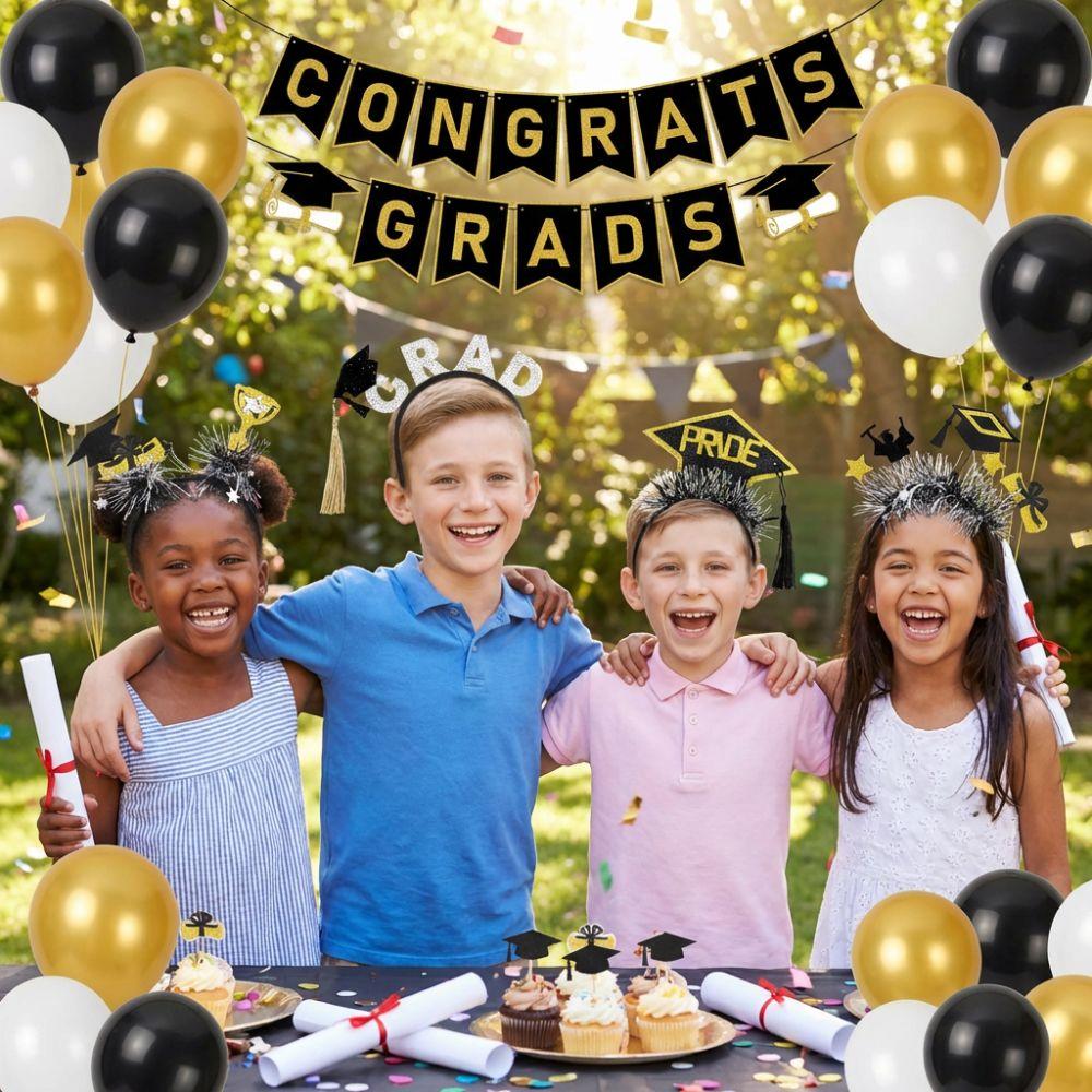 Celebrate Graduation Cap Hairband Shiny Doctor Hat Hair Hoop Graduation Headband Elementary School