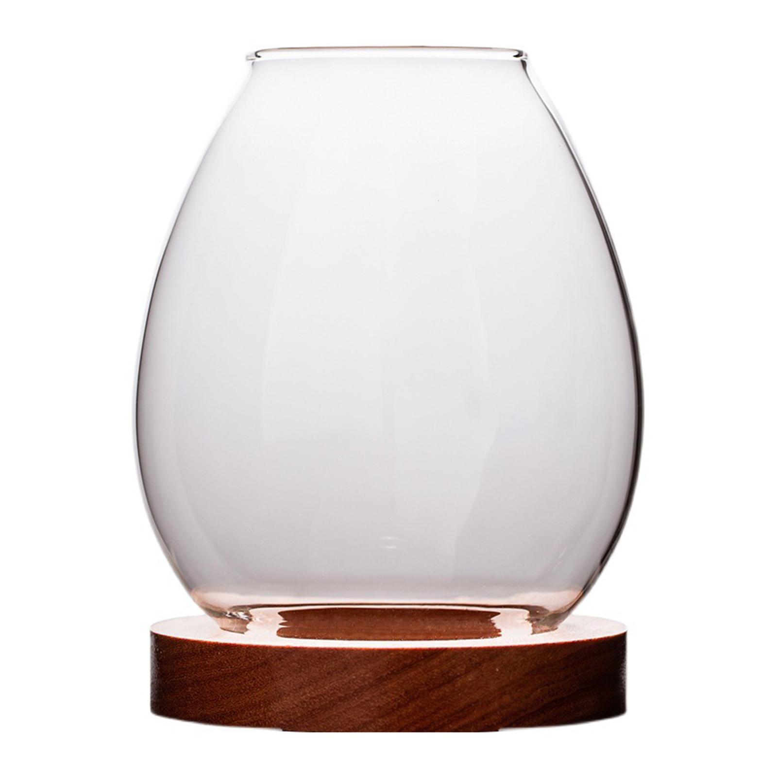 

Candle Holder Clear Glass Cover with Wood Base Oil Lamp Shade Chinese Home Decorations for Bedroom Farmhouses Zen A