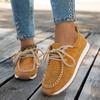Damskie mokasyny wsuwane z zamszu - Płaskie buty z miękką podeszwą w stylu boho na jesień, Wygodne mokasyny do jazdy na co dzień