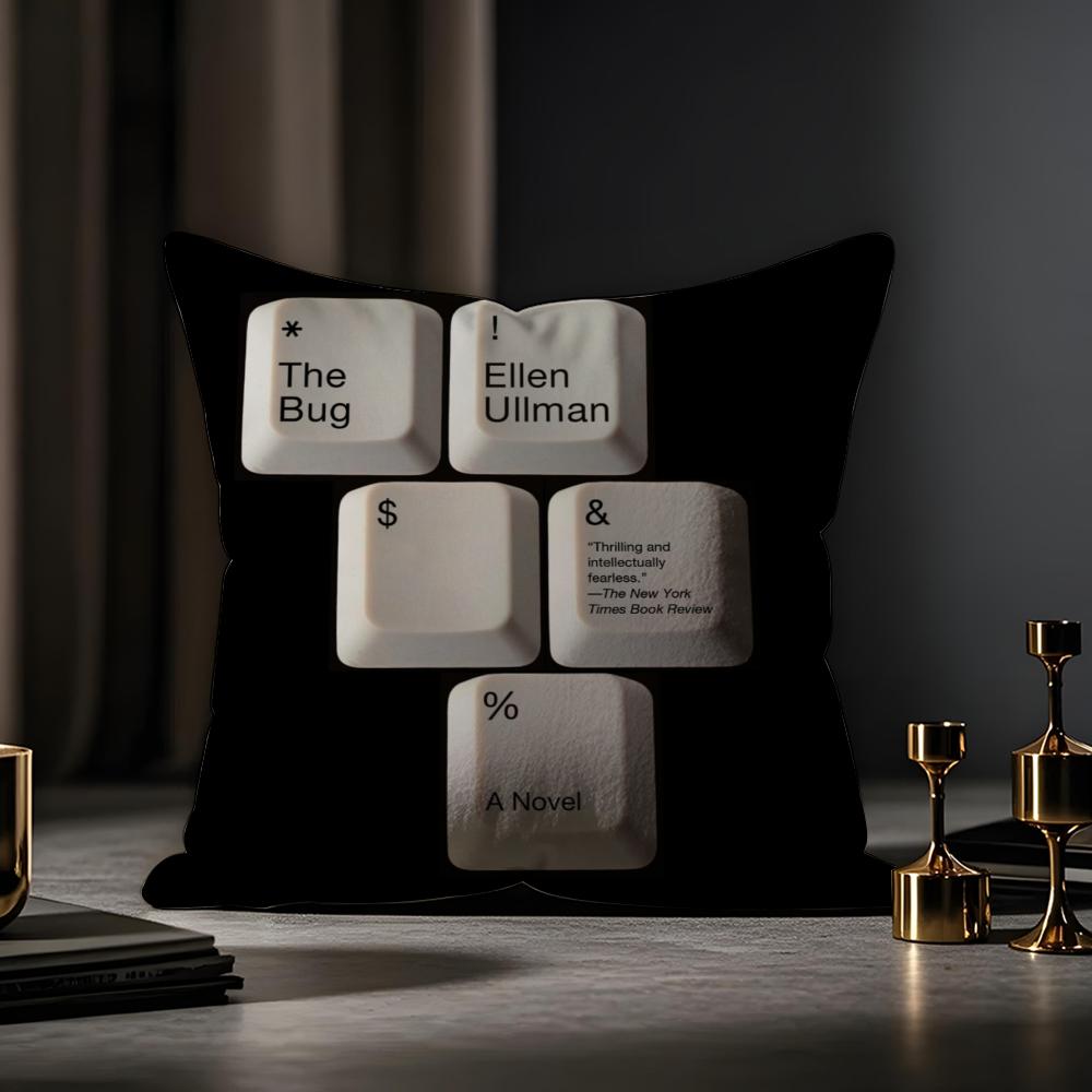 Text Keyboard Cushion Cover Anti-dustmite Pillowcase Invisible Zipper Silky Short Plush Sofa Cushion Cover