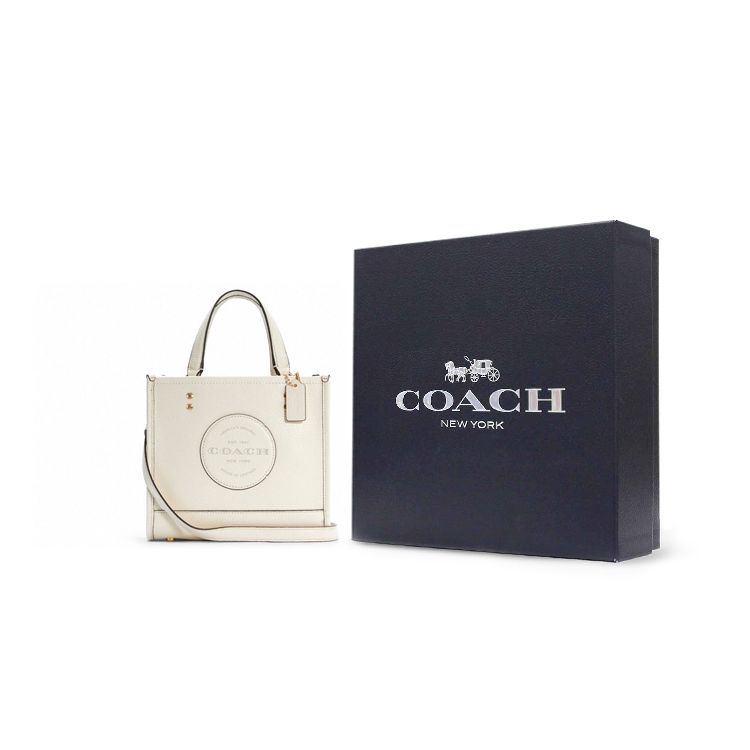 Coach Dempsey 22 Klassische Abnehmbare Schultergurt Leder Tragetasche Einkaufstasche Crossbody Handtasche Klein Damen Tote Weiß C5268-IMCHK