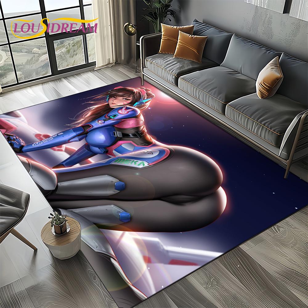 3D Sexy Krajka Krásná Dívka Dáma Kreslená Anime Postava Koberec Kobereček pro Obývací Pokoj Ložnici Domácí Dekorace Pohovky, Protiskluzová Podložka na Podlahu