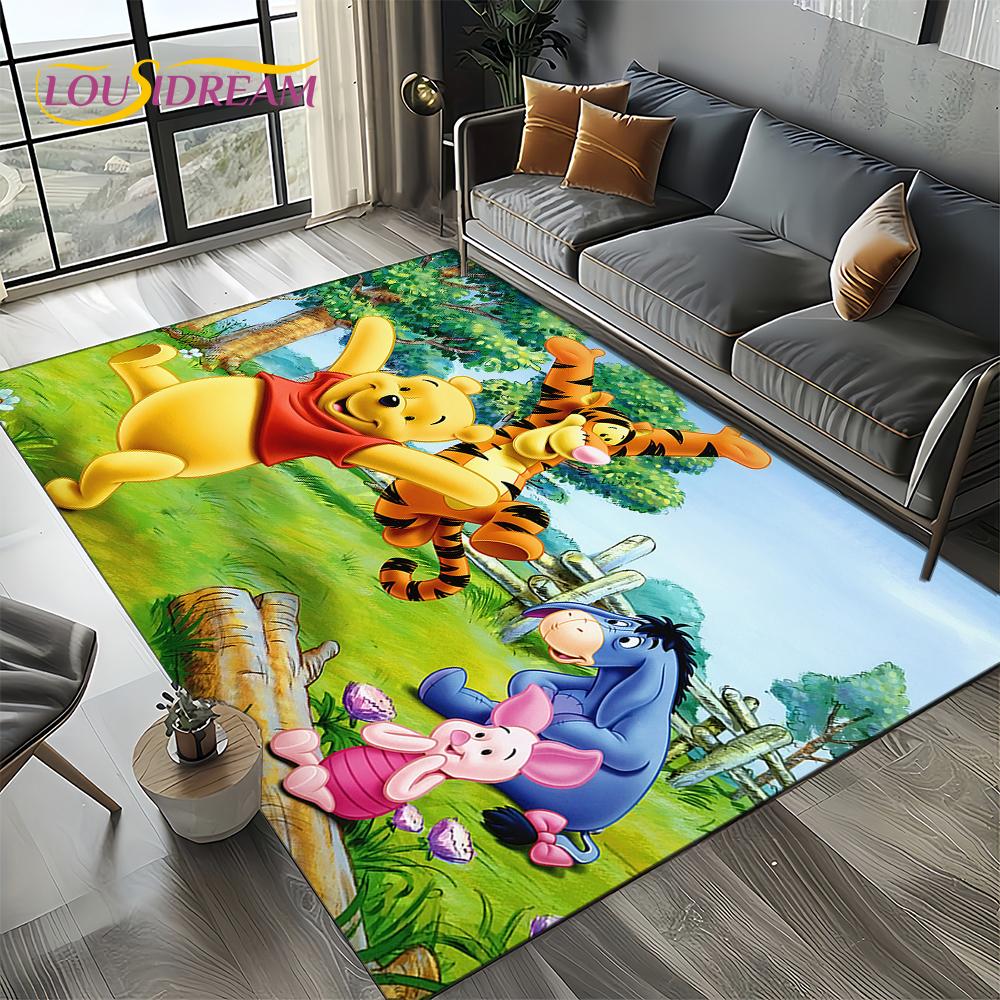 Tappeto Tappetino Decorativo Tappeto Cartoon Orso Winnie Pooh Carino 3D per Camera da Letto Soggiorno Casa Divano, Gioco Bambino Decorazione Grande Tappetino Pavimento Regalo