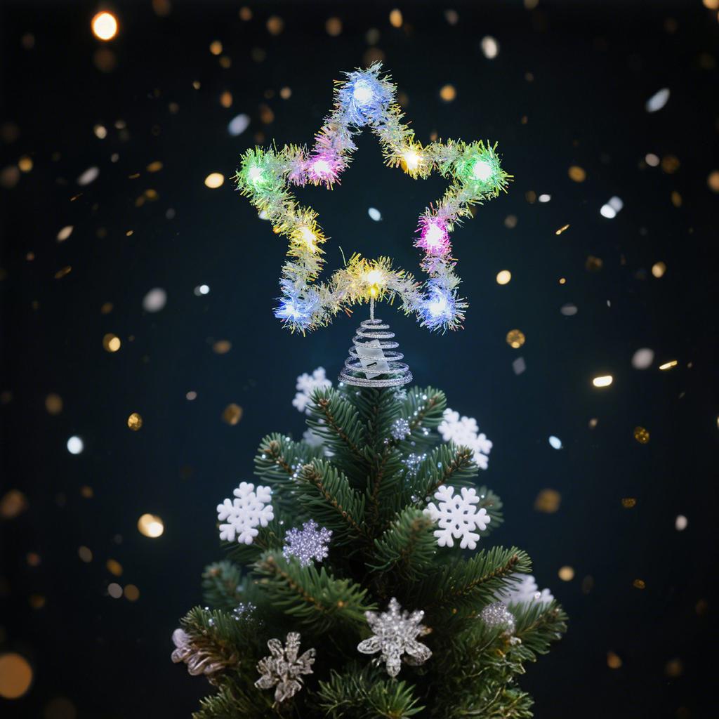 Sparkling Star Christmas Tree Top Decoration With Multi Colored Lights Pentagram Decoration Home Christmas Party Decoration