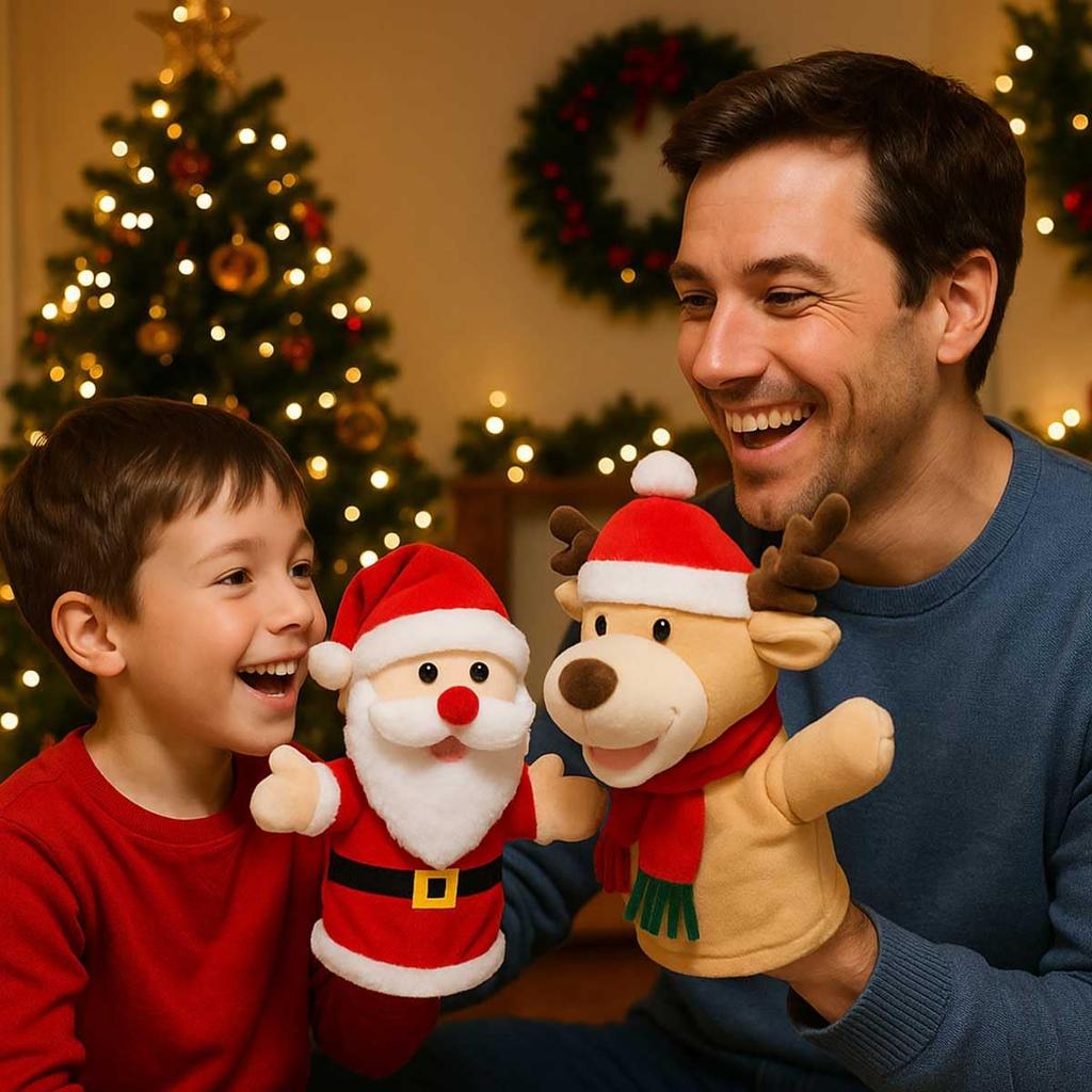 iikuru Christmas Puppet Set of Santa Plush Cute Decorative Hand Puppets 2, Dolls,