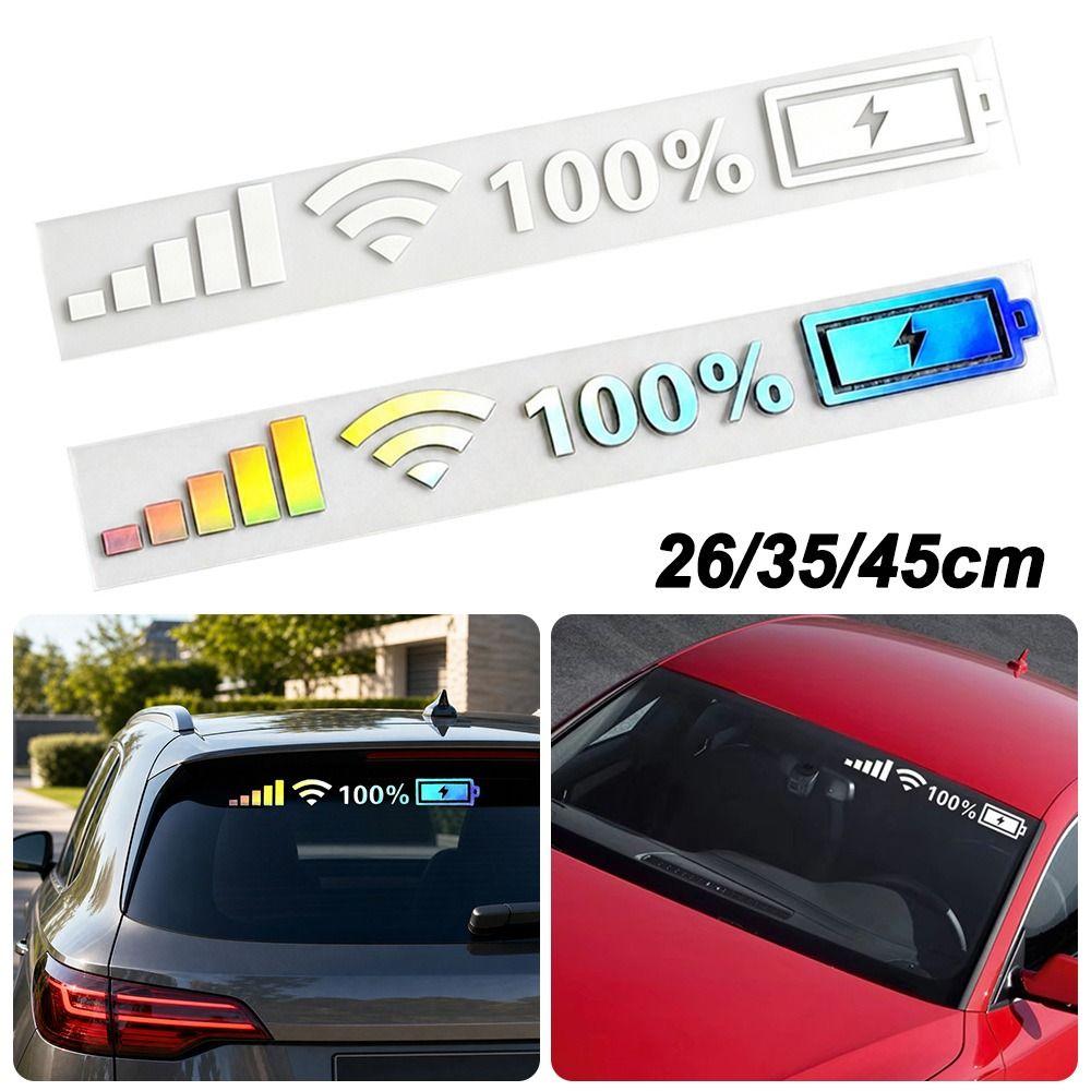 5Pcs PVC Car Reflective Sticker Reflective Finish Waterproof Windshield Decal Wi-Fi Signal Pattern Car Decoration Sticker
