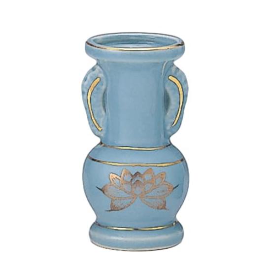 Narrow-mouthed Celadon Gold Lotus Flower Vase [5 Inches]  Buddhist Altar Supplies, Home Memorial Supplies, Urn Compatible