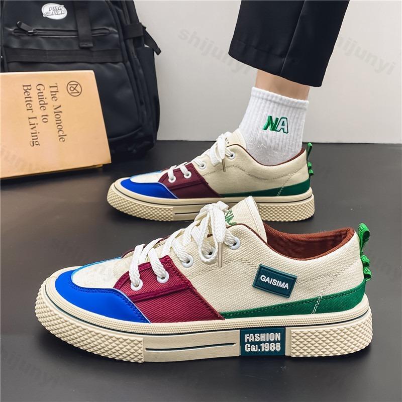 Men Colorful Canvas Casual Shoes Couple Board Shoes Summer Fashion Sneakers Fashion Men Comfort Flat Vulcanized Shoes Breathable