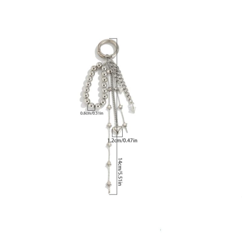 Metalen Parel Kralen Sleutelhanger Perzik Hart Vorm Kwastje Decoratie Kraal Tas Ketting Hanger Sieraden Tas Accessoires