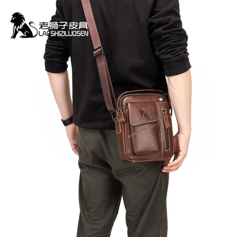 Genuine Cow Leather Messenger Bag Men Handbag Chest Crossbody Shoulder Bag Men's Bag Tas Business Small Male Bolsas Sac