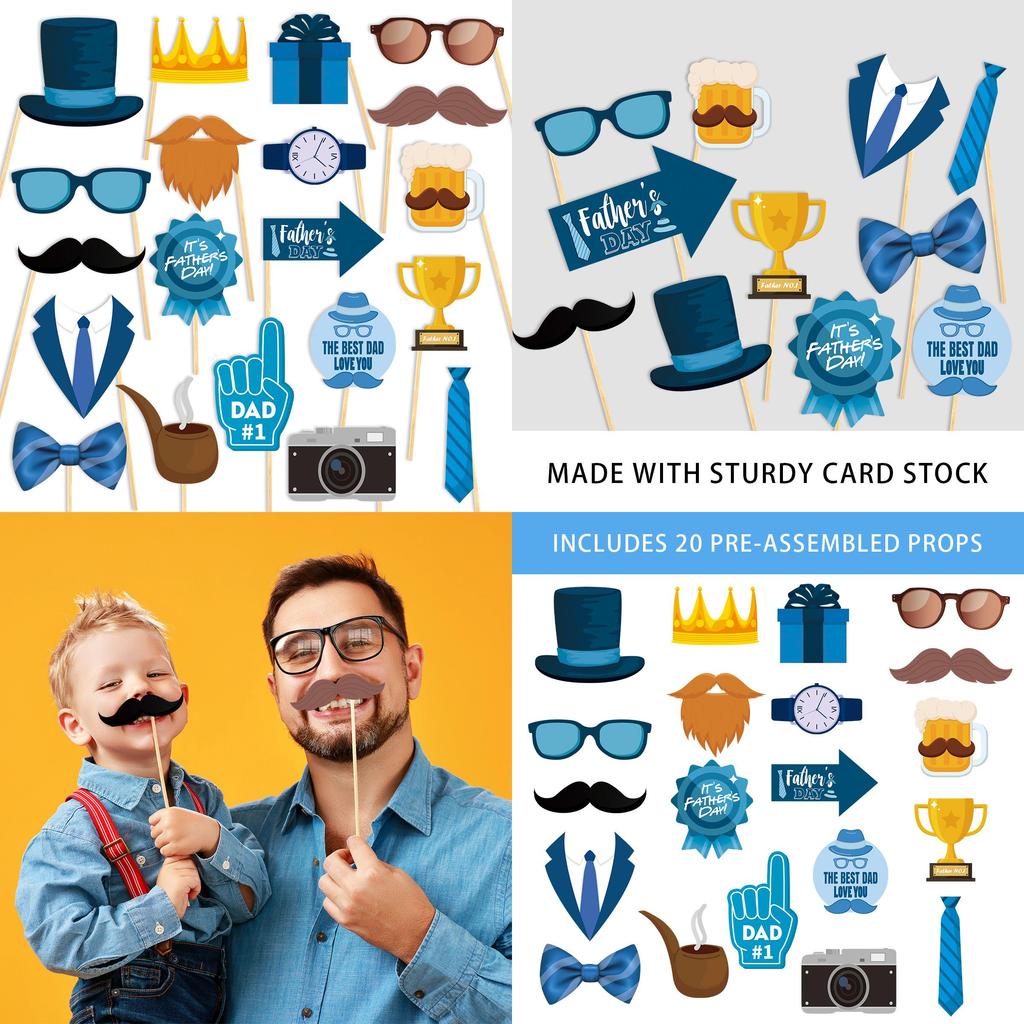 Fathers Day Photo Prop Party Decor With Paper Materials For Themed Celebrations
