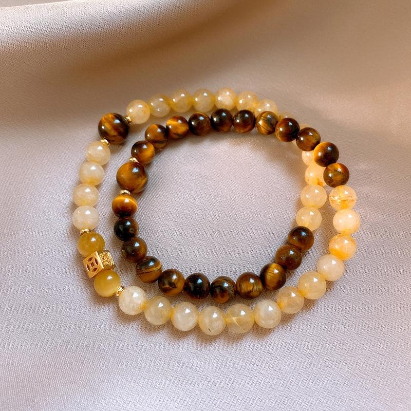 Vintage Maillard style geometric zircon tiger's eye stone beaded bracelet bracelet personalized jewelry