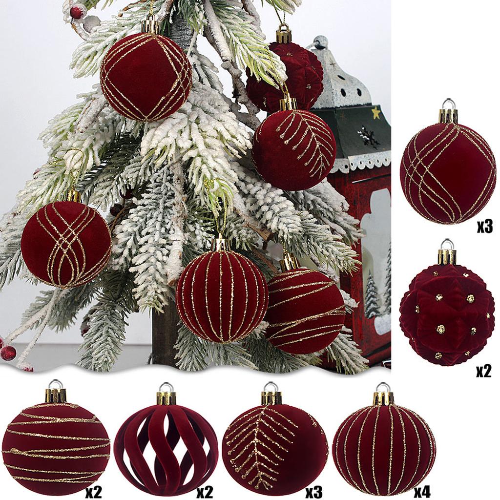 Flocked Christmas Balls 6cm Painted Balls Paper Box Set 16pcs Christmas Decorations