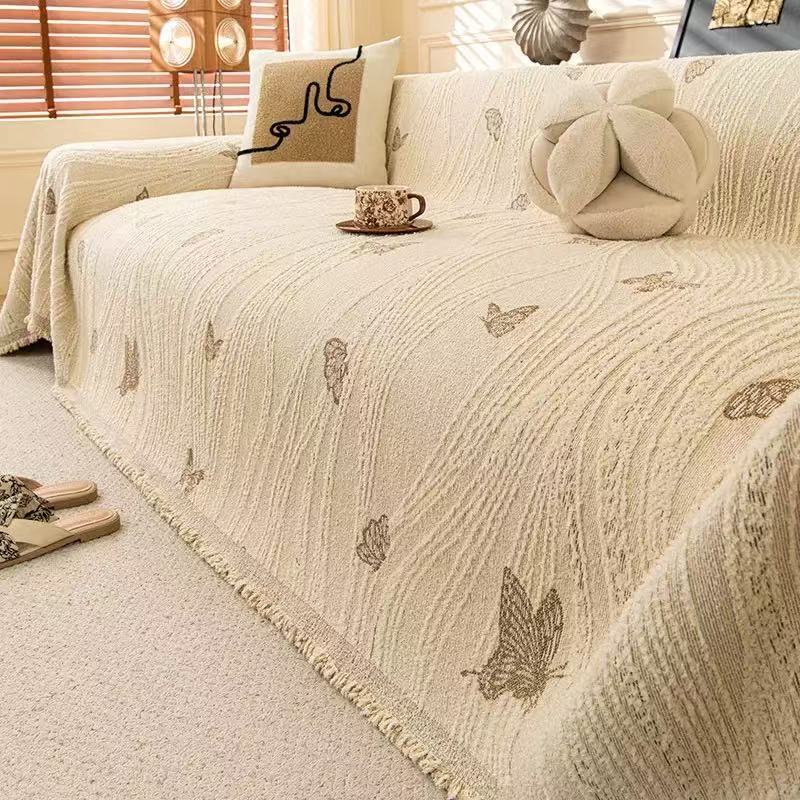 Dopamine Style Thick Semi Fleece Sofa Cover Protector Anti Scratch Full Coverage Blanket Winter Throw 180*130cm