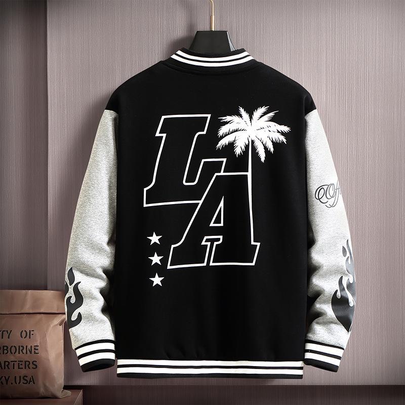 Übergröße Herren Baseballjacke - Frühling/Herbst Locker geschnittene Trendige Freizeitjacke für kräftigere Figuren