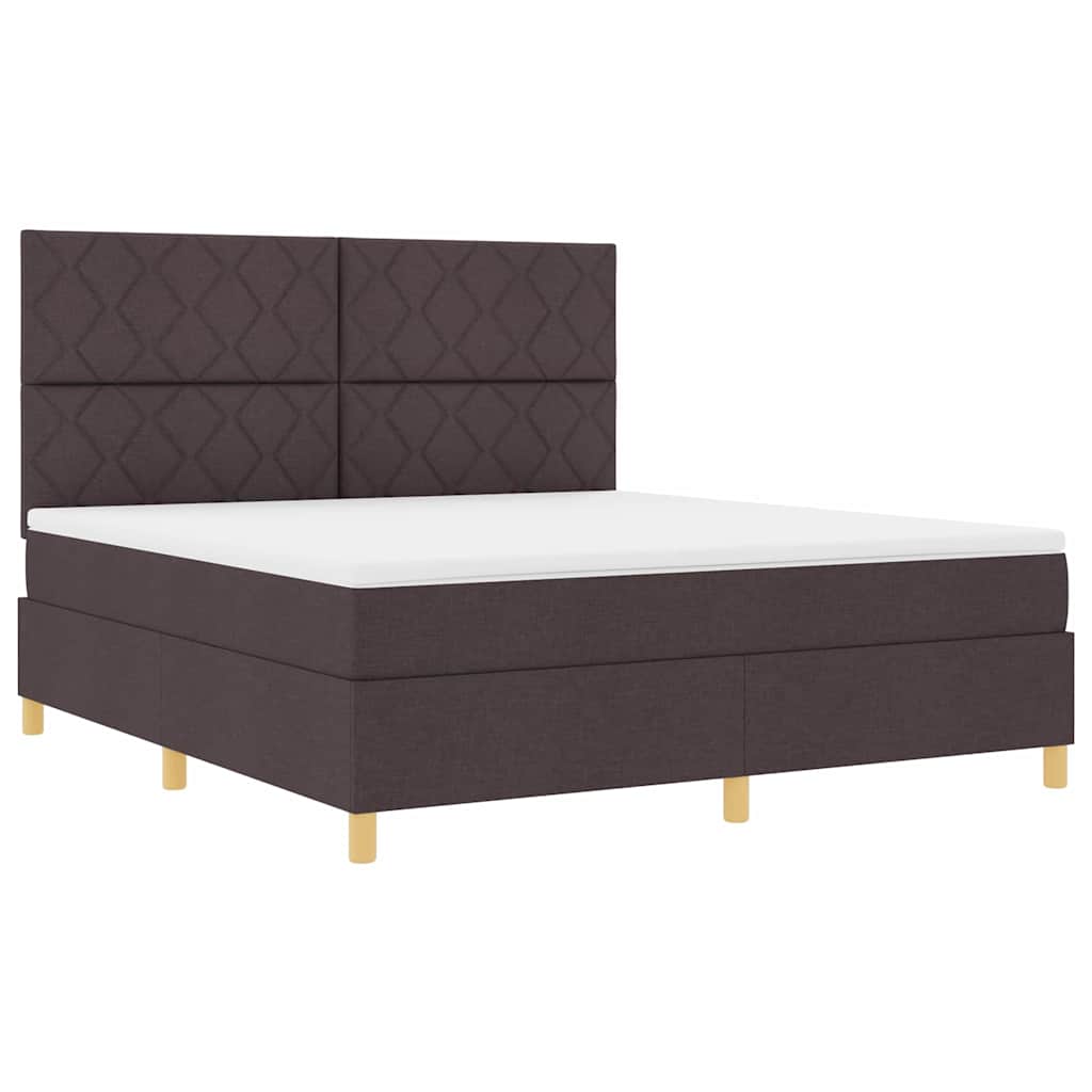 Box Spring Bed with Mattress Dark Brown 180 X 200 Cm Fabric