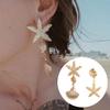 1 Pair Women Hanging Earrings 3D Starfish Seashell Shape Solid Color Electroplated Anti-allergy Lightweight Ear Decoration Jewelry Dangle Earrings