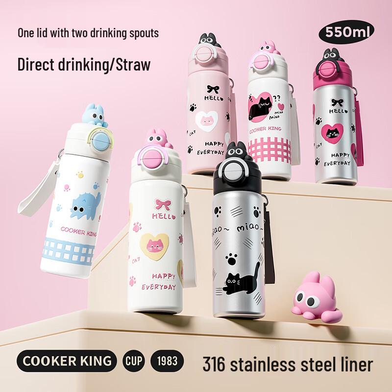 COOKER KING Meow Meow Kids Insulated Straw Cup