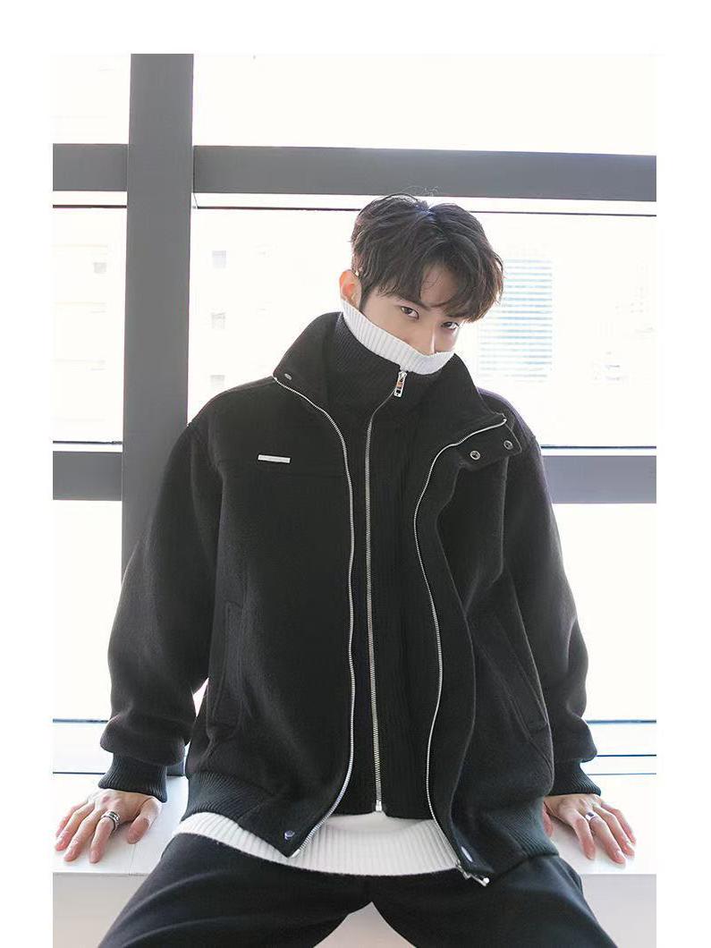 

Trendy Heavyweight Woolen Men s Two-Piece Casual Coat XL чорний