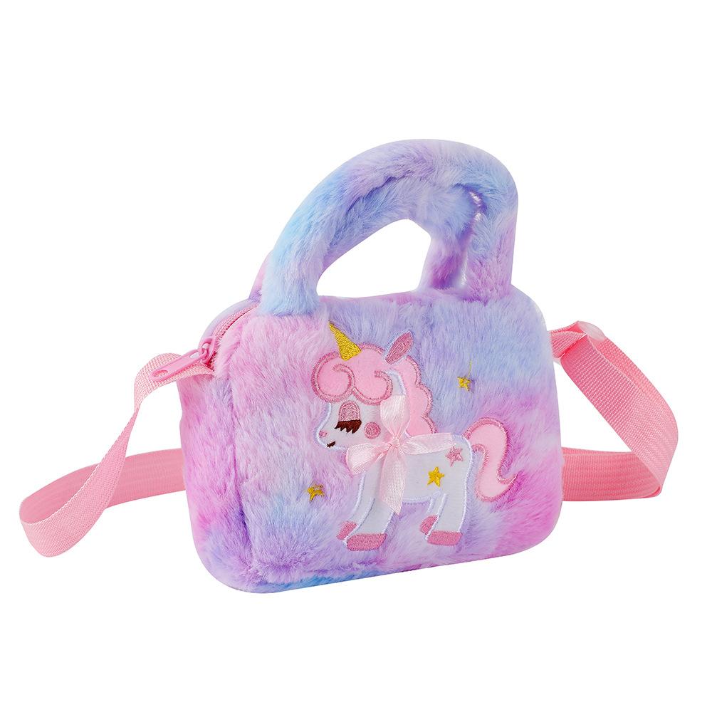Winter New Plush Children's Crossbody Bag European and American Fashion Shoulder Bag Toddler Girl Cute Unicorn Handbag