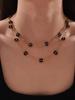 1 Set Vintage British Style Stainless Steel Zircon Set with Natural Stone Beads and Flower Decoration, Women's Zircon Gift