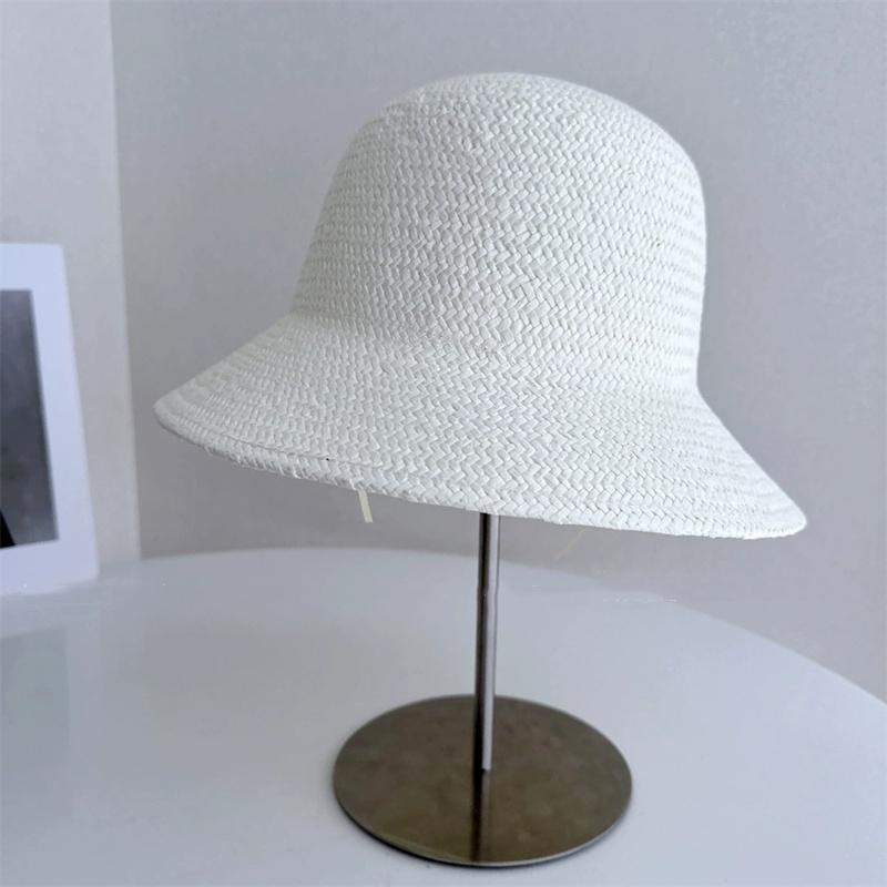

202605-yaan ins chic summer lightweight breathab paper grass holiday street leisure solid bucket cap men women fishermen hat head size 57cm молоко, білий колір