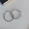 Geometric Hoop Earrings Women 50MM Silver Twist Metal Round Circle Big Dangle Earrings Trendy Jewelry Party Birthday Gift