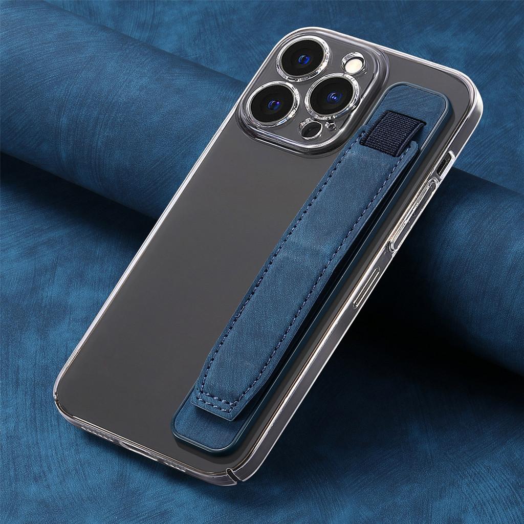 Pu Material Phone Holder With Stretchable Wristband For Home Office