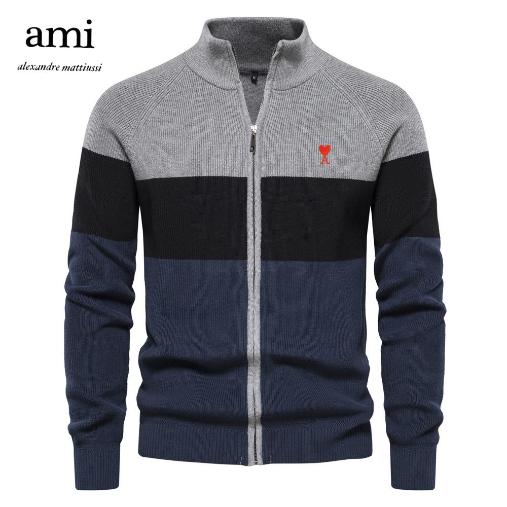 AMI Herbst und Winter Stickerei Neuer Herren Strickpullover Jacke Pullover Strickjacke Hochwertige Trendjacke