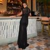 Black Mesh Maxi Dress For Women Sexy Sleeveless See-Through Pleated Party Dress Female Fashin Bodycon Long Dress 2025