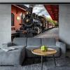 2D Plane 1-piece Vintage Steam Locomotive Scenery Background Suitable for Parties Photo Booths Birthday Parties