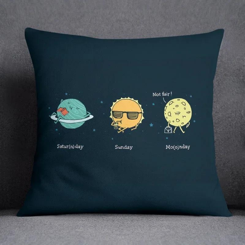 Planet astronaut cartoon pillowcase home fabric sofa cushion living room bed, car square pillow cover