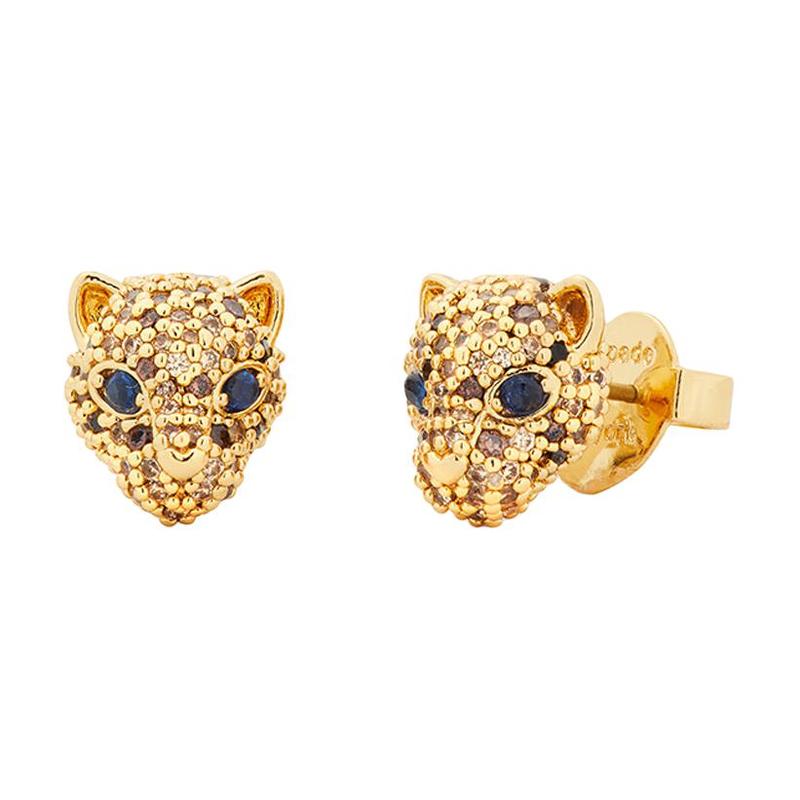 Kate Spade Pavé Leopard Pattern Copper Stud Earrings Women s Gold KF602960 золотой