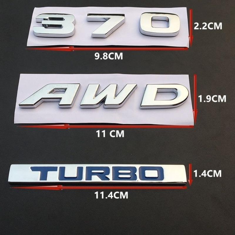 Applicable to URV crown road car modification four-wheel drive AWD turbo metal labeling 370 car logo 2.0T high tail label