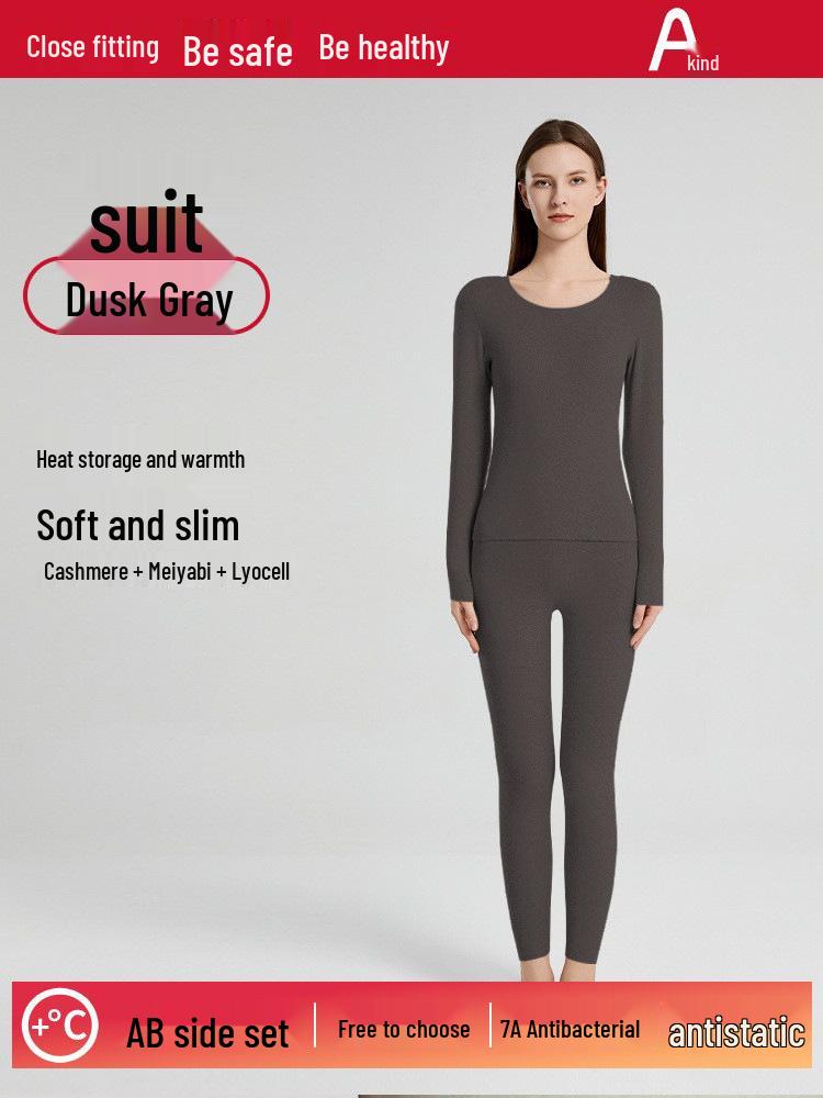 Unisex 7A Antibacterial Cashmere Thermal Underwear Set for Autumn/Winter - Seamless, Warm, and Comfortable