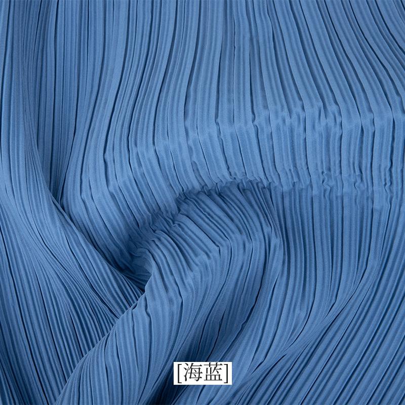 diy sewing wrinkled textile plain black white blue red pleated designer fabric by the meter for dress clothing background cloth