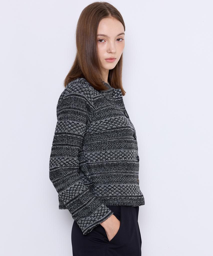 MANAVIS7 Slim Fit Crop Cardigan [Black]