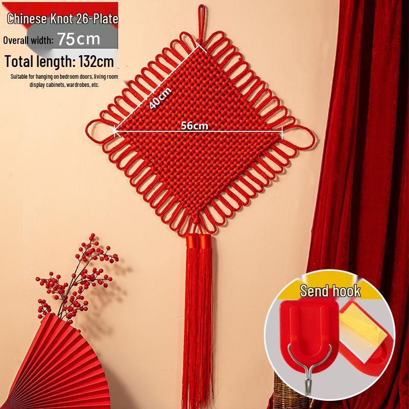 Chinese Knot Red String Braided Cord - Traditional Feng Shui Decor for Living Room, Autumn, and National Day Festivals
